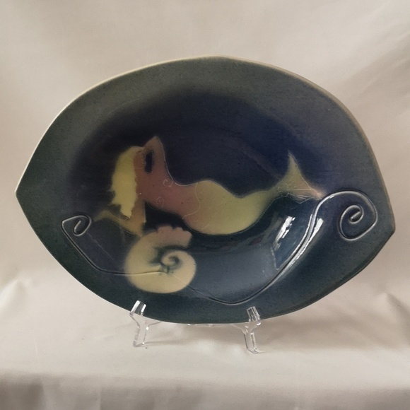One-of-a-kind Studio Art Pottery Display, Serving or Catch-all Tray with Mermaid - Picture 1 of 8